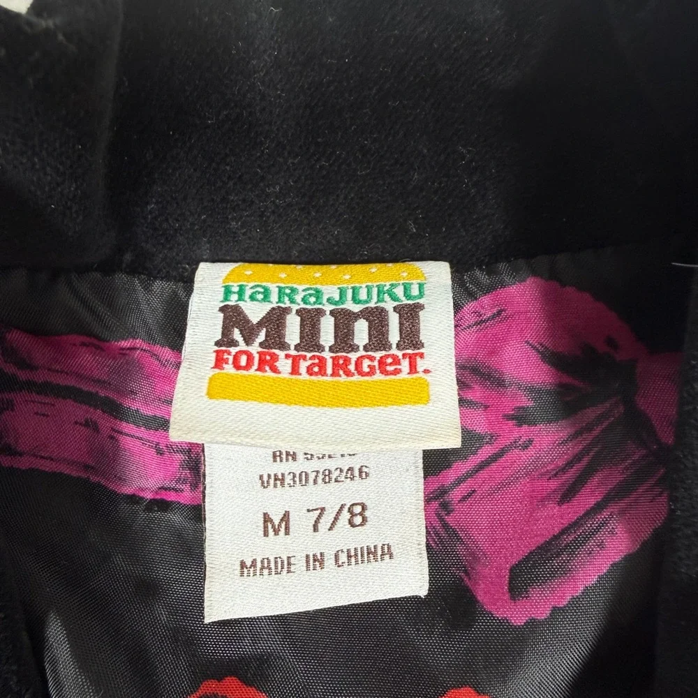 Harajuku Mini for Target Black‎ Velvet Ruffle Moto Jacket Girls Size Medium 7/ 8